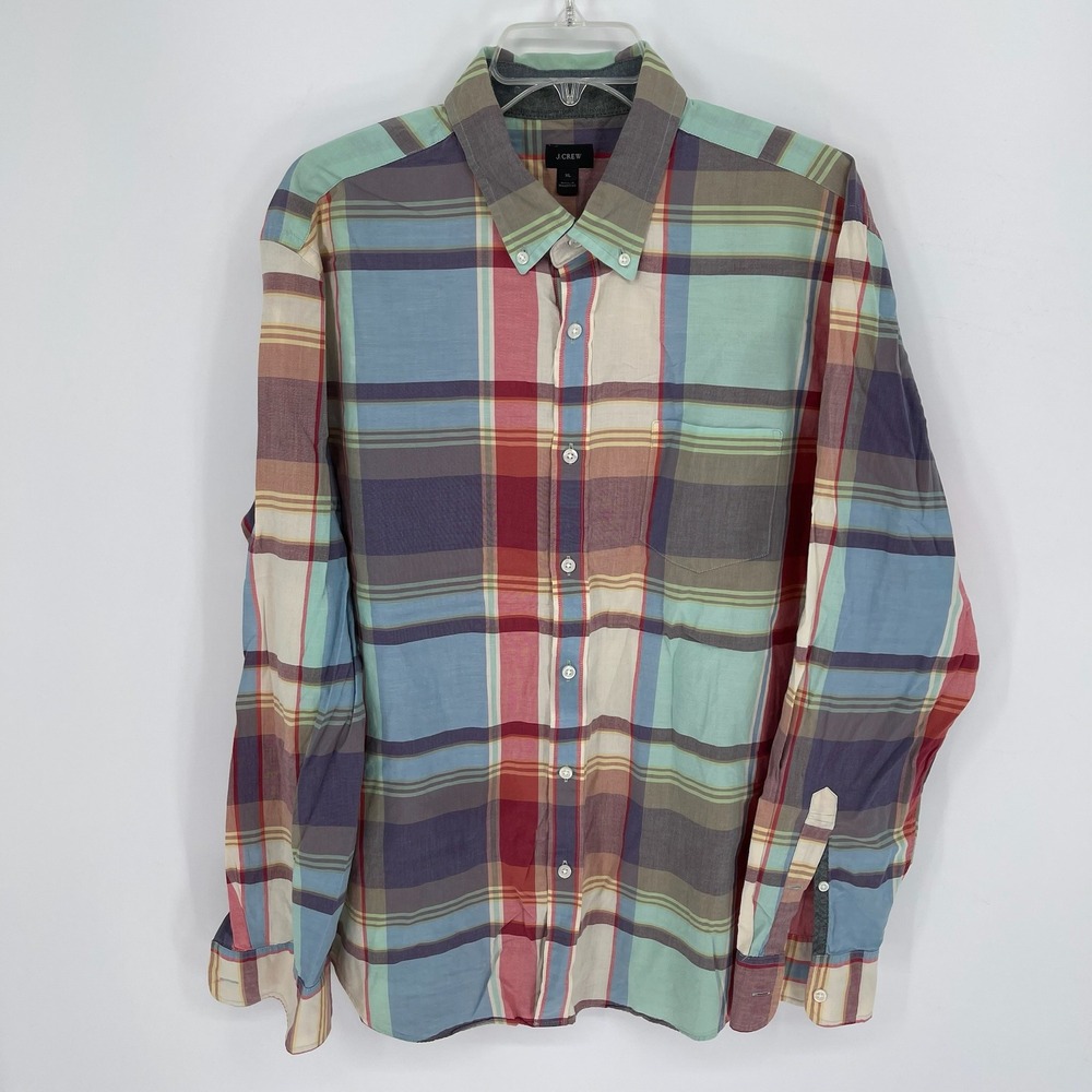 J.Crew‎ Men's Multicolor Plaid Button Down Shirt Size XL